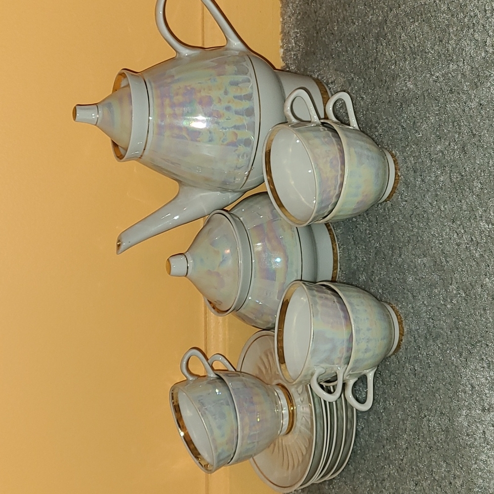 Espresso set: coffee pot sugar bowl cups plates miniature